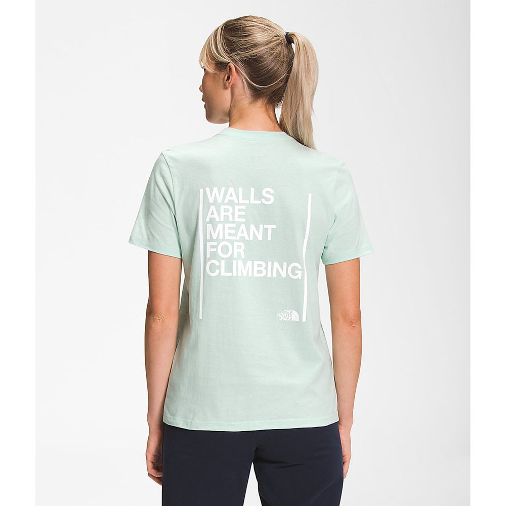 The North Face T-Shirts Womens Australia - The North Face Short Sleeve Walls Turquoise (FMQ-264957)